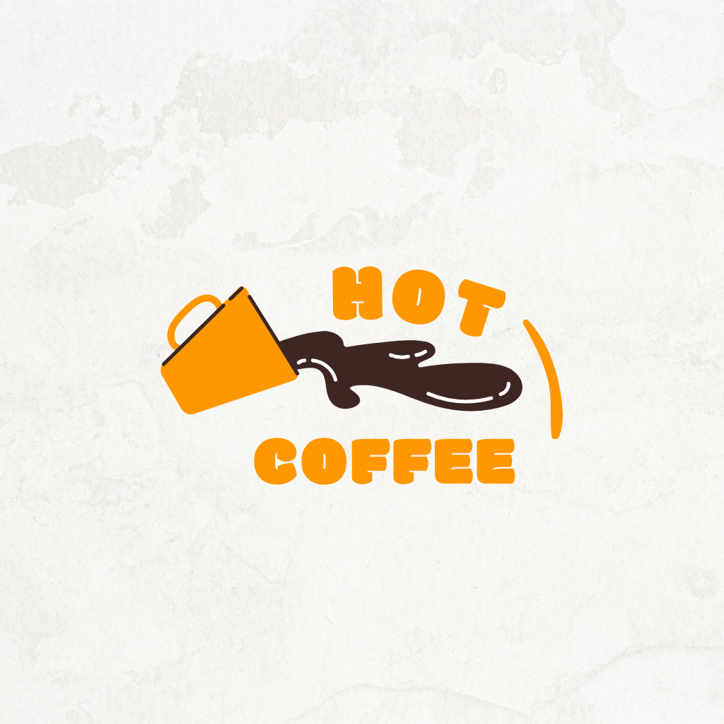 Orange Cup with Hot Coffee Logo Tasarım Şablonu