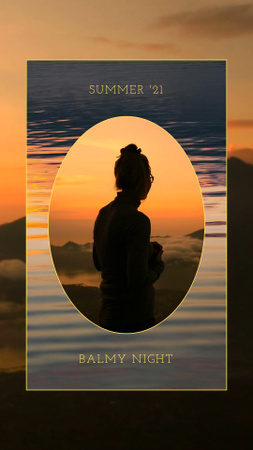 Summer Inspiration with Woman's Silhouette in Mountains Instagram Video Story Design Template