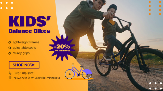 Plantilla de diseño de Off-Road Kids' Bicycles With Discounts Offer Full HD video 