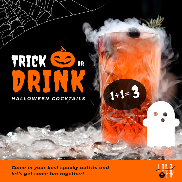 Plantilla de diseño de Trick or Treat Halloween Drink Offer with Cocktail Glass Animated Post 