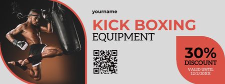 Offer of Discount on Kickboxing Equipment with Boxer Man Coupon Design Template