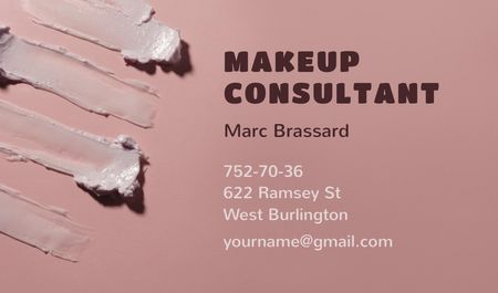 Makeup Consultant Services Offer with Cream Smudges Business card Design Template