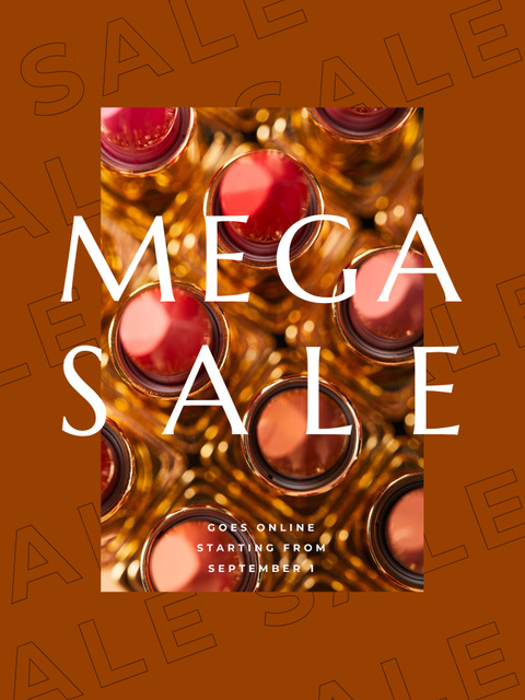 Beauty Sale Offer with Various Lipsticks Poster USデザインテンプレート