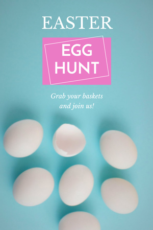 Announcement Of Egg Hunt At Easter In Blue Postcard 4x6in Vertical Design Template