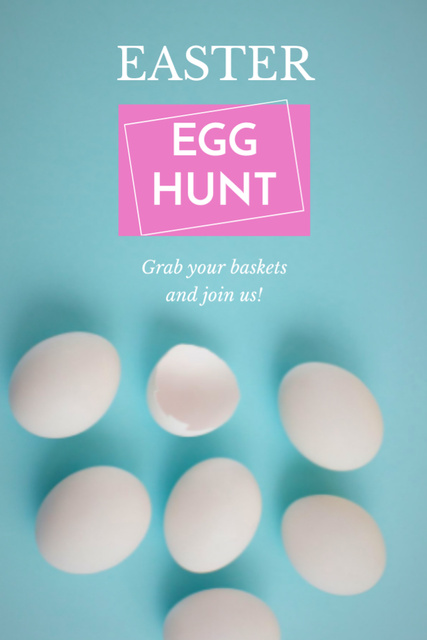 Ontwerpsjabloon van Postcard 4x6in Vertical van Announcement Of Egg Hunt At Easter In Blue