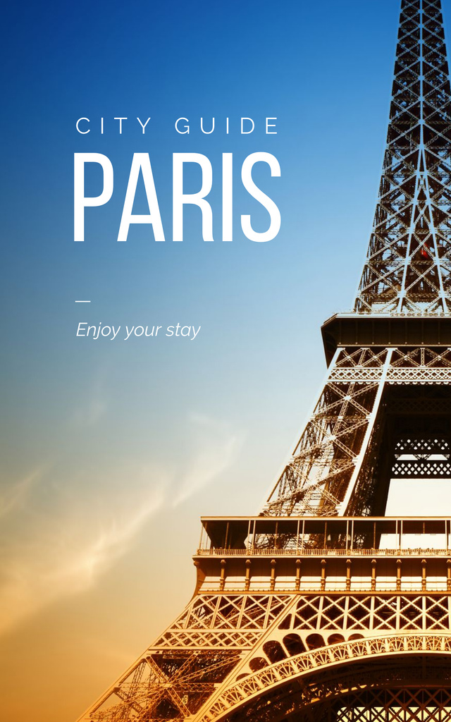 Paris Attractions Guide with Eiffel Tower Book Cover – шаблон для дизайну