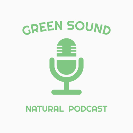 Platilla de diseño Podcast Announcement with Microphone Logo