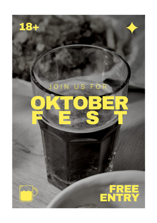 Designvorlage Joyful Oktoberfest Celebration Announcement With Free Entry für Flyer A5