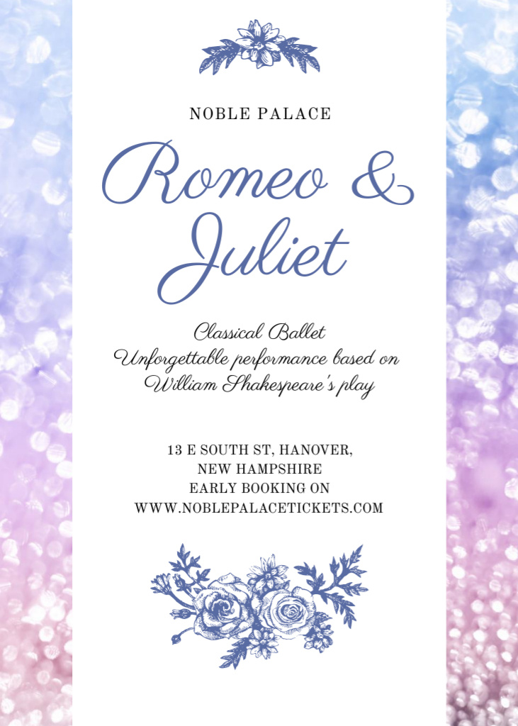 Designvorlage Romeo and Juliet Ballet Performance Announcement für Flayer