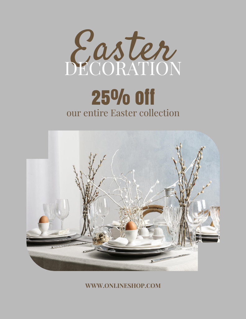 Easter Holiday Sale of Decorations Poster 8.5x11in Design Template