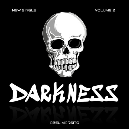 Template di design White skull and text on black background Album Cover
