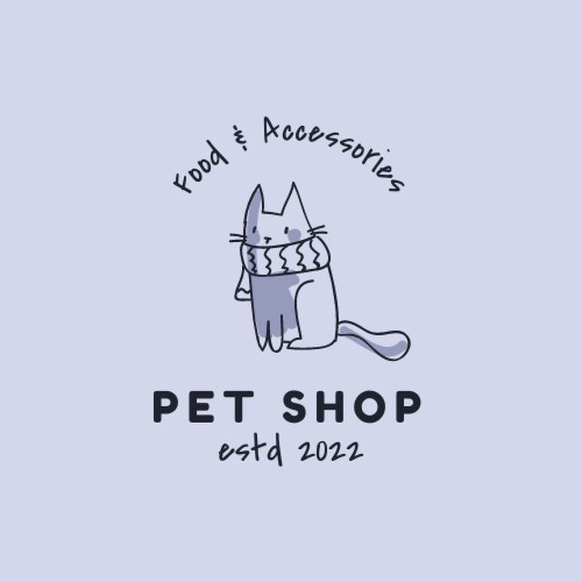 Platilla de diseño Pet Shop Ad with Cute Cat Logo