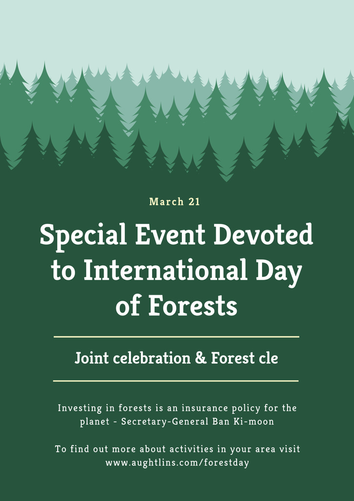 Announcement of International Day of Forests With Silhouette Poster B2 Design Template
