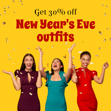Discounts On Festive Clothes Due To New Year Animated Post Design Template