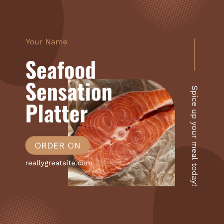Seafood Offer with Cooked Salmon Instagram AD Design Template