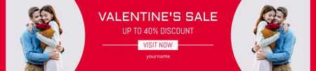 Valentine's Day Sale with Hugging Couple of Lovers Ebay Store Billboard Design Template
