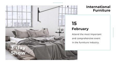 Furniture Show with Bedroom in Grey Color FB event cover Design Template