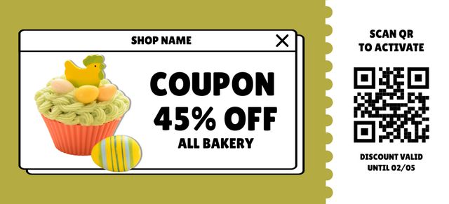 Template di design Easter Discount on All Pastries Coupon 3.75x8.25in