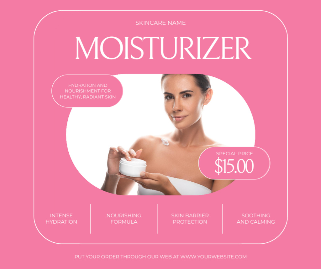 Template di design Moisturizing Cream Promotion on Pink Facebook