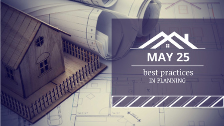 Construction Blueprints with Toy House FB event cover Design Template