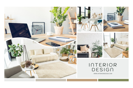 Beige and Olive Interior Design Mood Board Design Template