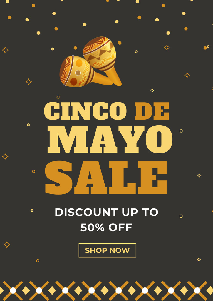 Cinco de Mayo Discount Offer with Maracas Poster A3 – шаблон для дизайну