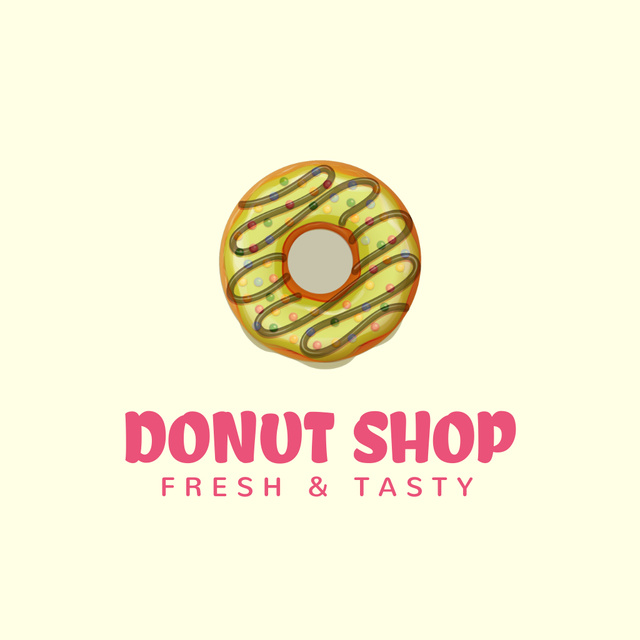Fresh and Tasty Doughnuts from Shop Offer Animated Logoデザインテンプレート