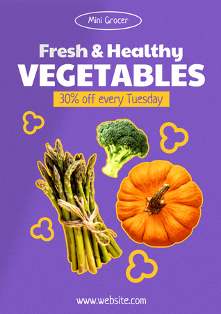 Discount Every Tuesday For Fresh Vegetables Poster Design Template