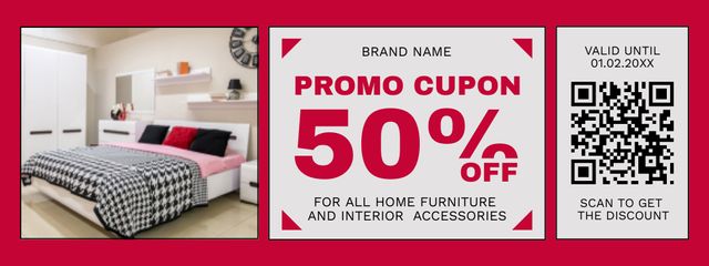 Home Furniture and Accessories Red Coupon Design Template