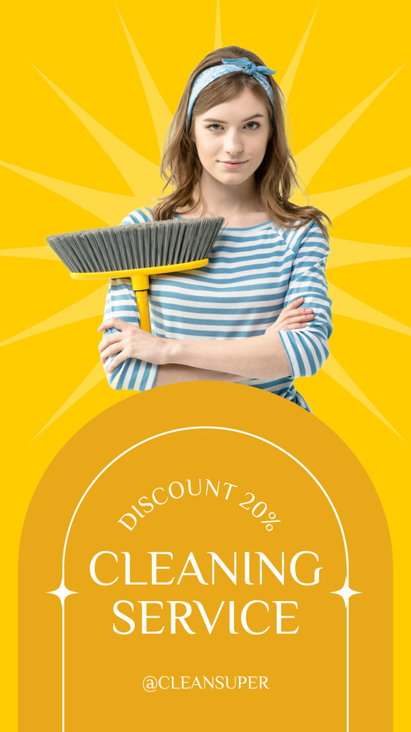 Ontwerpsjabloon van Instagram Story van Cleaning Service Offer with Photo of Housewife