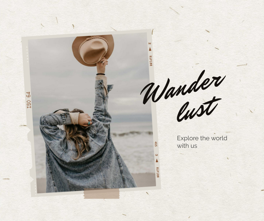 Travel Inspiration with young Girl Facebook Design Template