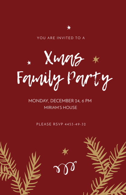Mesmerizing Christmas Family Party With Dinner Invitation 5.5x8.5in Tasarım Şablonu