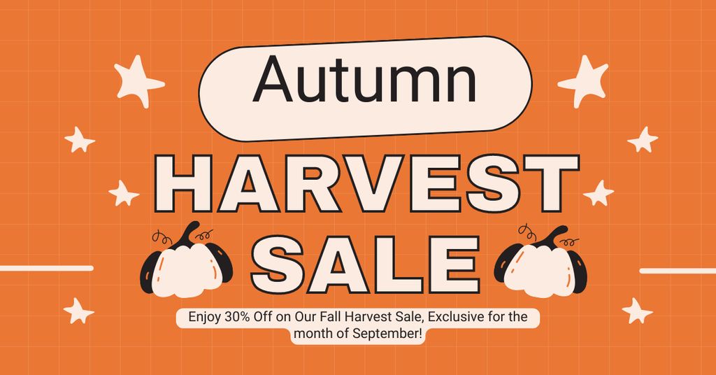 Autumn Harvest Sale Offer With Pumpkins Facebook AD tervezősablon