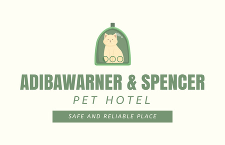 Plantilla de diseño de Hotel para mascotas seguro y confiable Business Card 85x55mm 