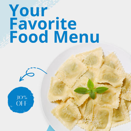 Designvorlage Menu Ad with Tasty Dish für Instagram