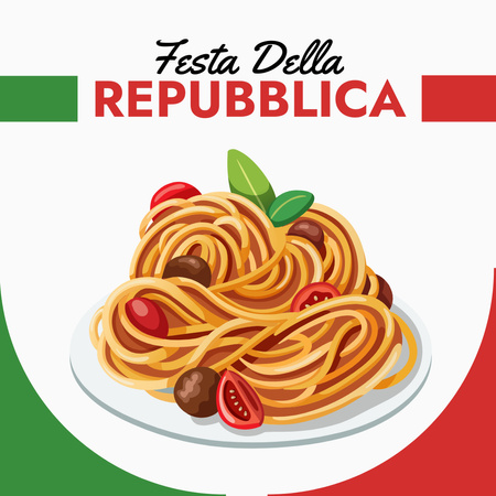 Spaghetti Offer on National Day of Italy Instagram Design Template