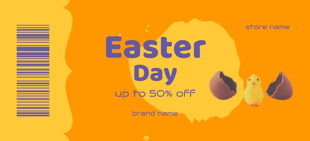 Easter Holiday Sale with Cute Chick Coupon 3.75x8.25in – шаблон для дизайну
