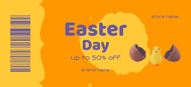 Modèle de visuel Easter Holiday Sale with Cute Chick - Coupon 3.75x8.25in