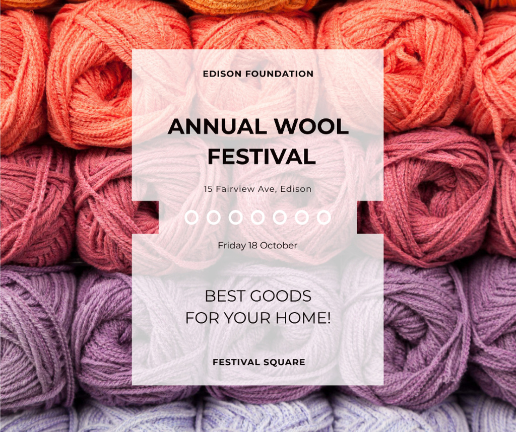 Ontwerpsjabloon van Facebook van Knitting Festival Wool Yarn Skeins