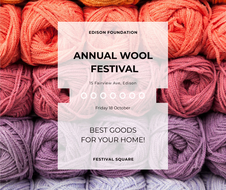 Plantilla de diseño de Knitting Festival Wool Yarn Skeins Facebook 