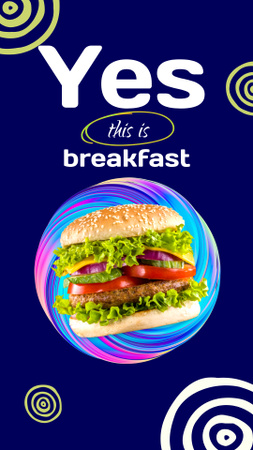 Funny Joke about Burger for Breakfast Instagram Story Design Template