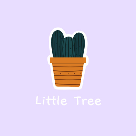 Plantilla de diseño de cactus en maceta Logo 