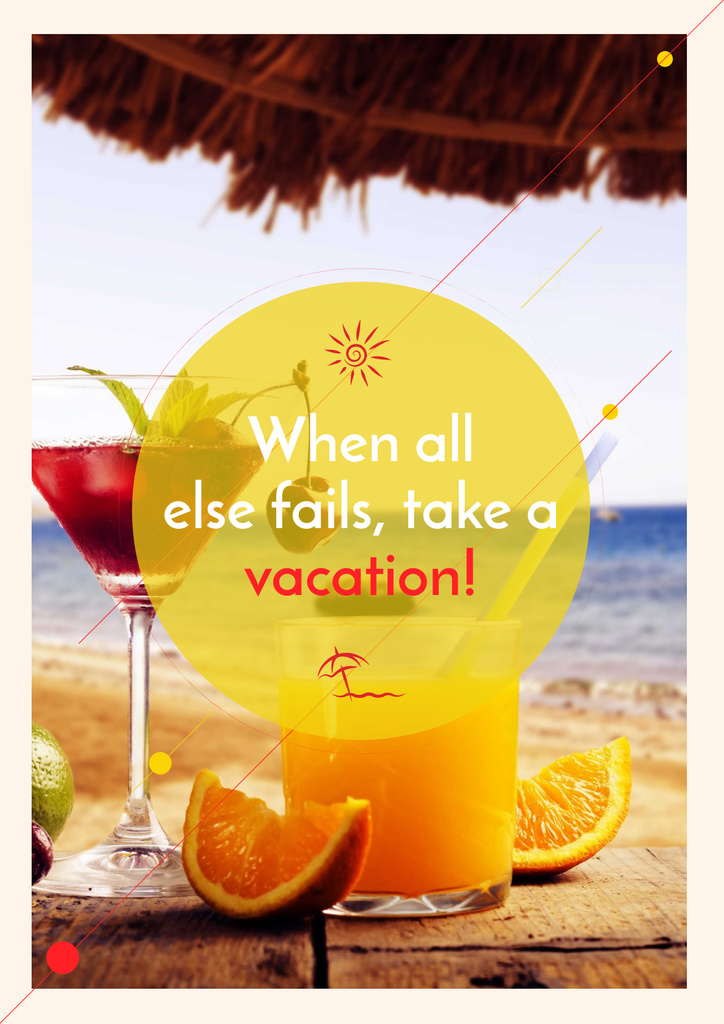 Summer cocktail on tropical vacation Poster Šablona návrhu
