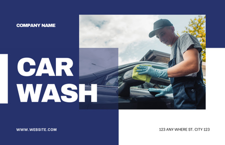 Car Wash Loyalty Program Business Card 85x55mm Design Template