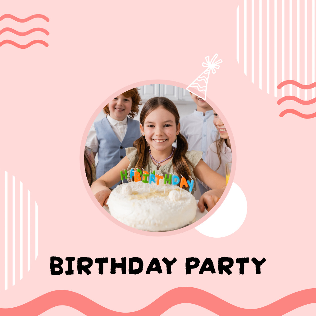 Kids on Birthday Party Celebration Photo Book Design Template