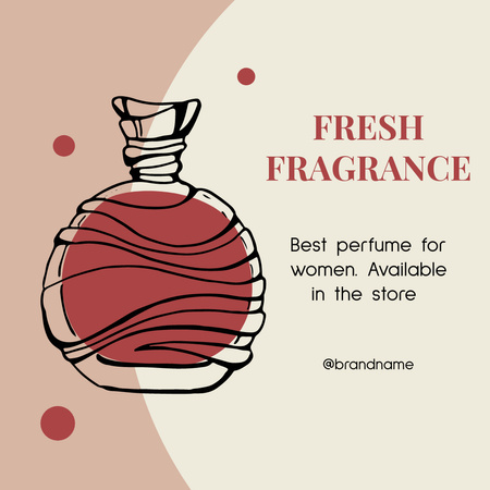 Fresh Fragrance Ad with Illustration of Perfume Instagram Design Template