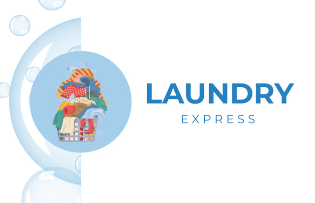 Express Laundry Service Offer Business Card 85x55mm Tasarım Şablonu