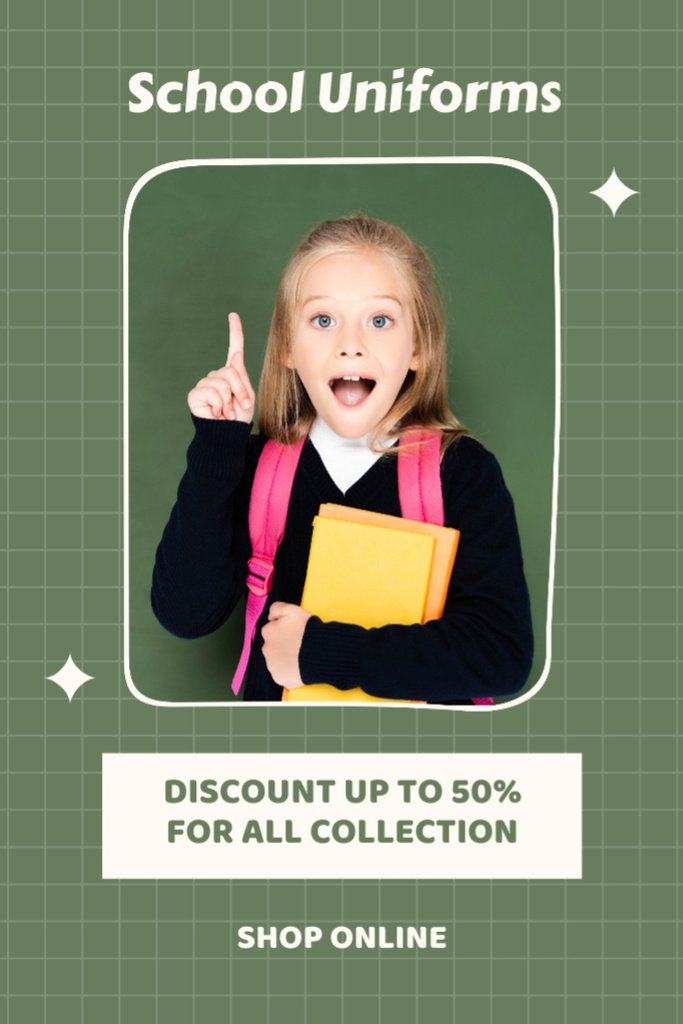 Template di design Discount on All School Uniform Collection on Green Tumblr
