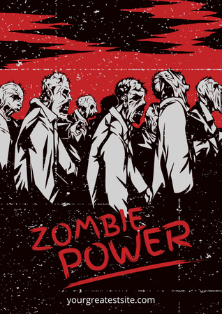 Ontwerpsjabloon van Poster van zombie macht eng illustratie