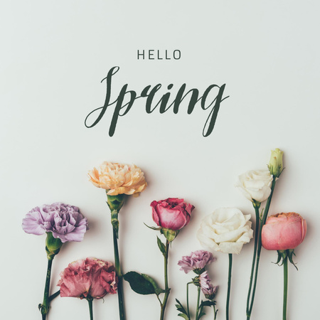 Inspirational Spring Greeting with Flowers Instagram Design Template